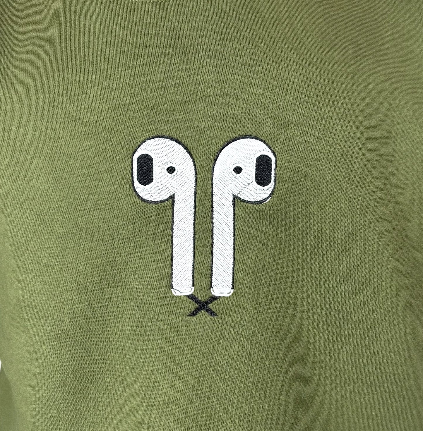 COSYSTAR OLIVE GREEN EARBUD EMBROIDERY SWEATSHIRT