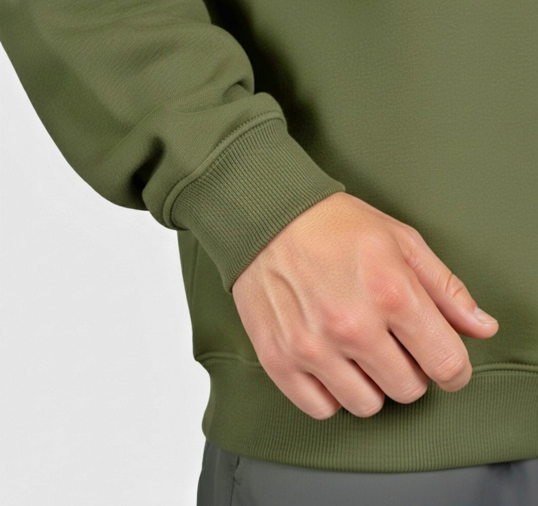 COSYSTAR OLIVE GREEN EARBUD EMBROIDERY SWEATSHIRT