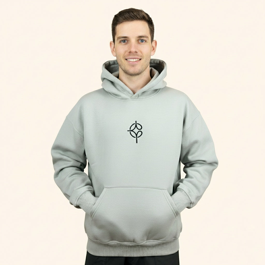 COSYSTAR SILVER GREY LOGO EMBROIDERY HOODIE