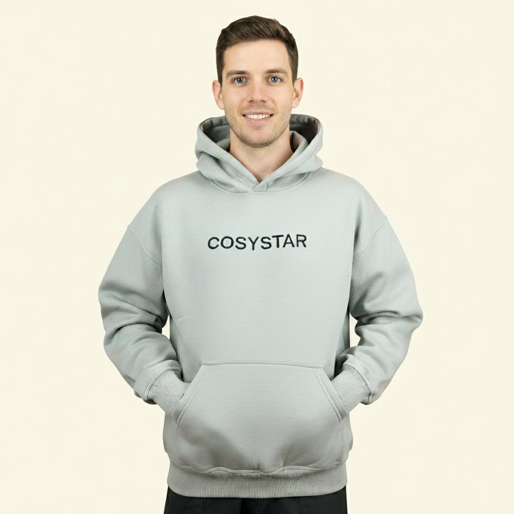 COSYSTAR SIGNATURE EMBROIDERED SILVER GREY HOODIE