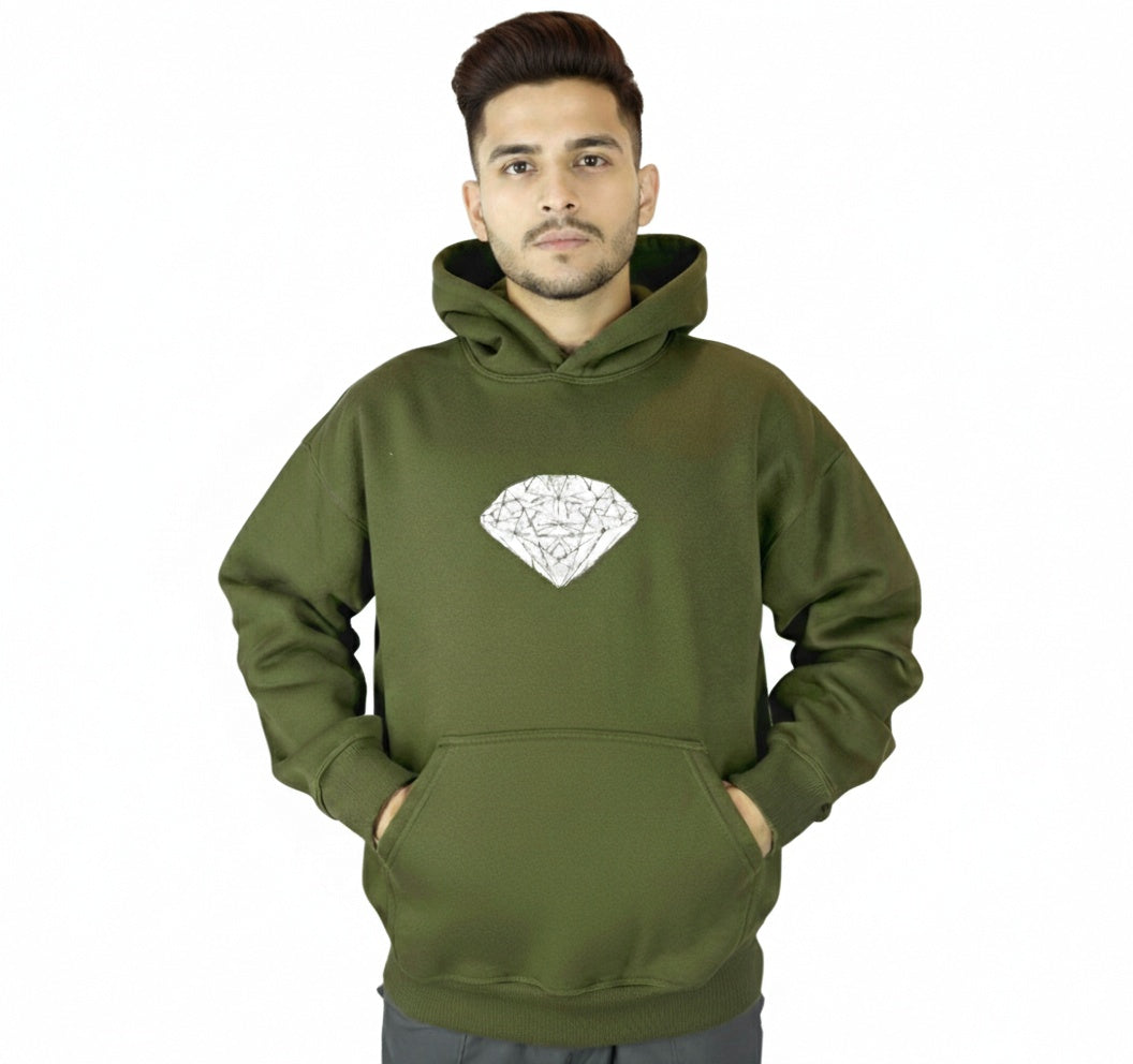 COSYSTAR OLIVE GREEN DIAMOND EMBROIDERY HOODIE –  LIMITED DROP