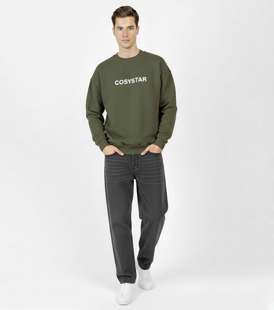 COSYSTAR OLIVE GREEN SIGNATURE EMBROIDERED SWEATSHIRT